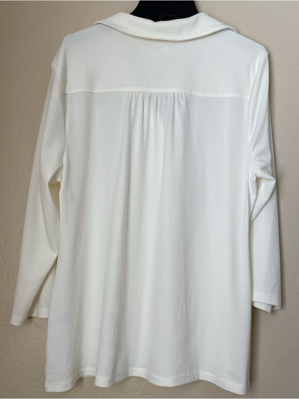Charter Club Cream Button-Front Polo Tunic with Gold Buttons - Picture 3 of 6